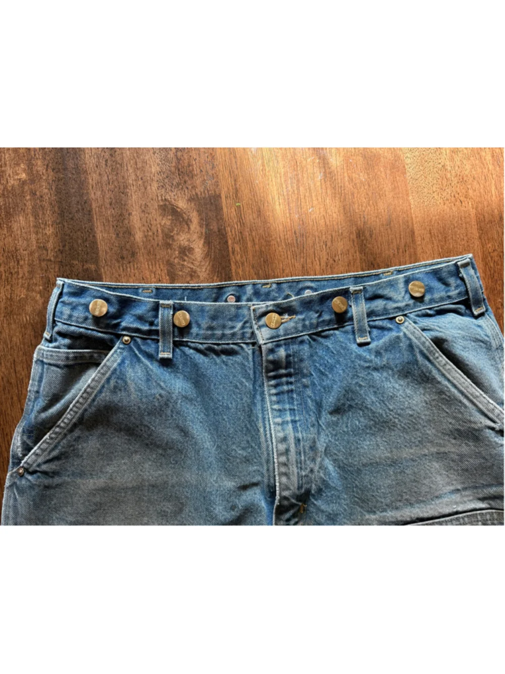 Vintage Carhartt Double Knee Denim Logger Pants Suspender Buttons 36